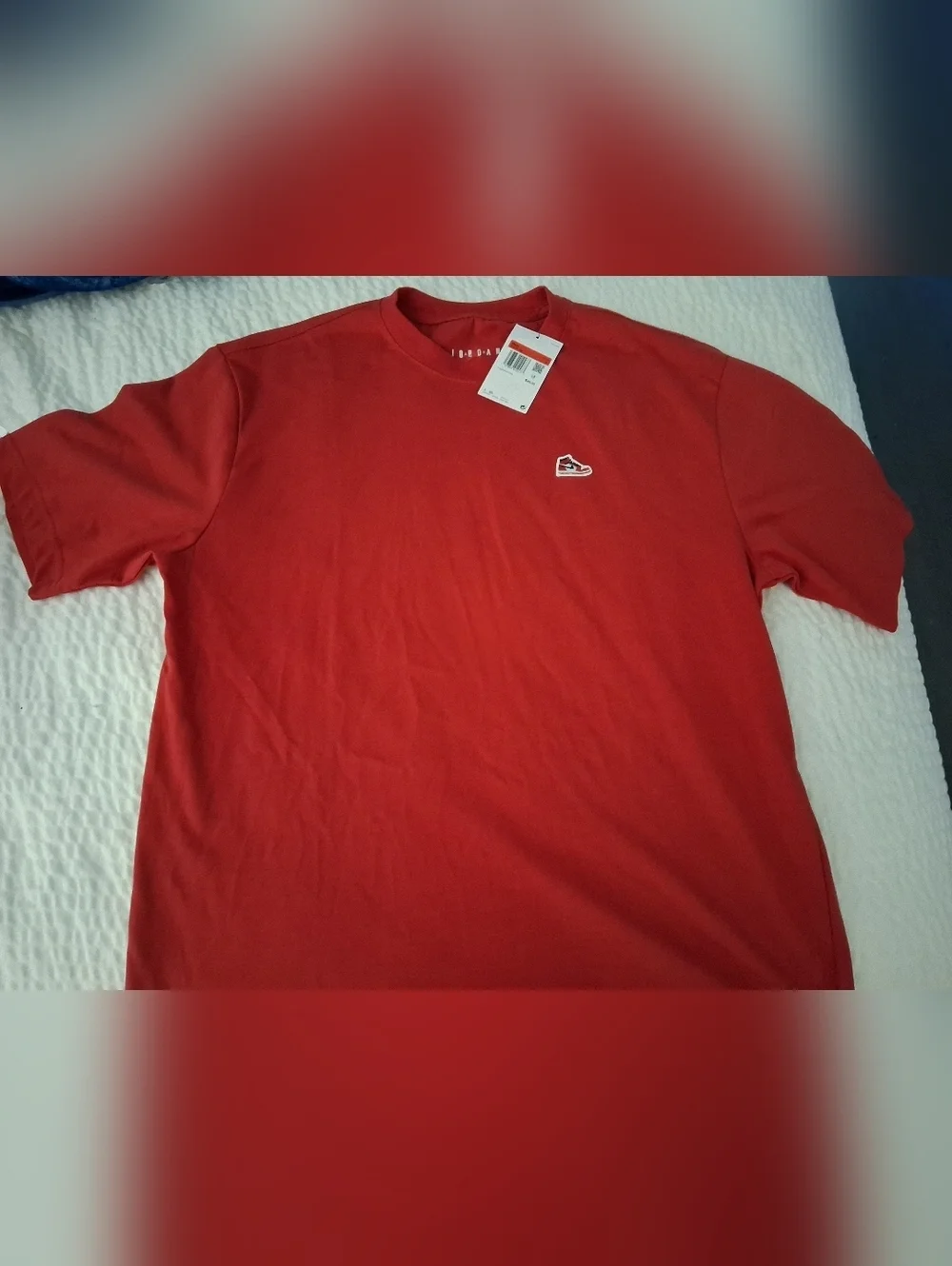 Jordan Red Crew Neck Shoe Patch Men's T-Shirt